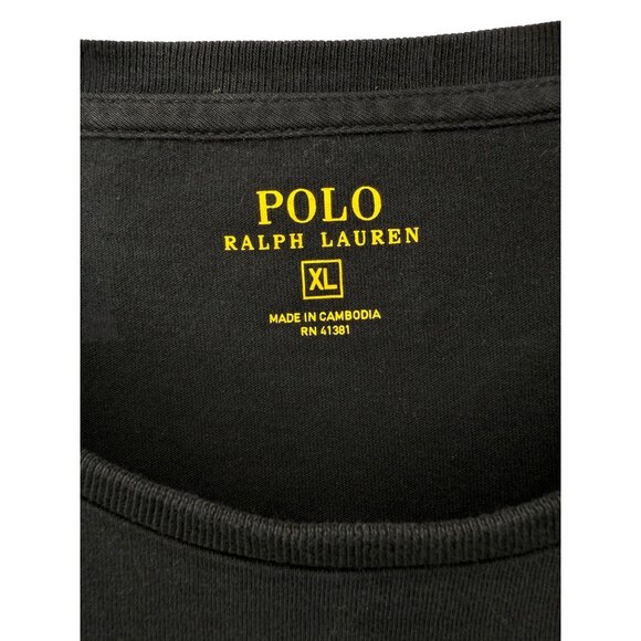Polo Ralph Lauren Mens XL Black Short Sleeve Cotton Shirt Pocket‎ Red Pony Logo - Picture 3 of 5